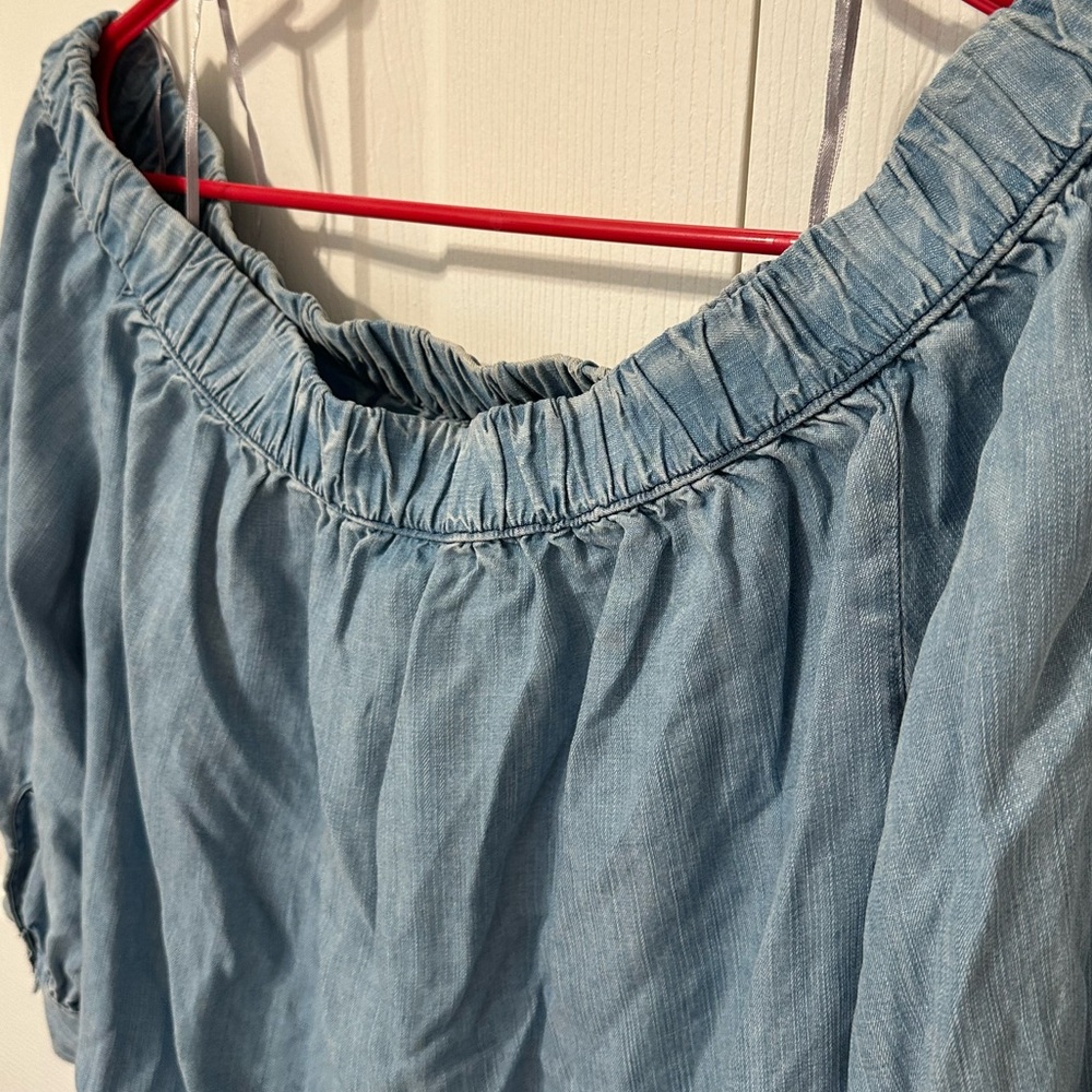 Women's Blue Off-Shoulder Top - Picture 3 of 5